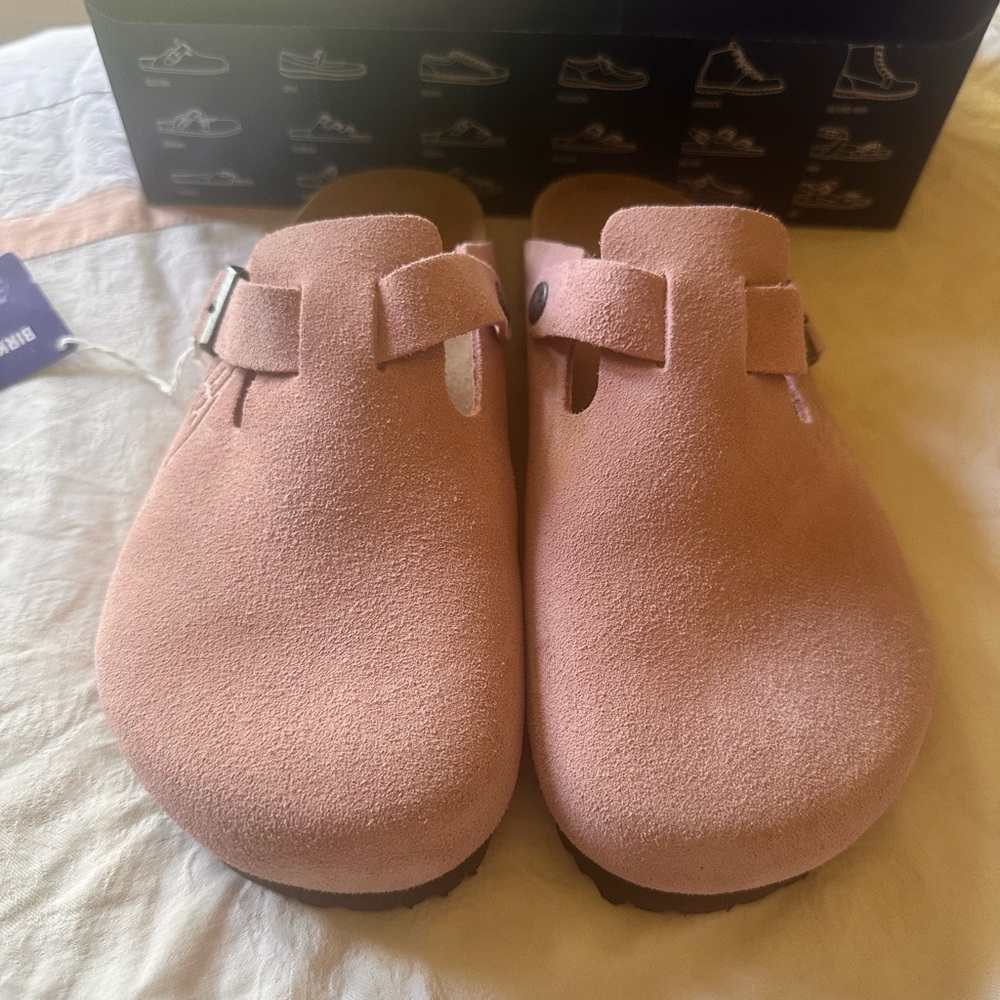 Birkenstock Stussy Soft Pink Suede Boston. Never worn. - Picture 4 of 7